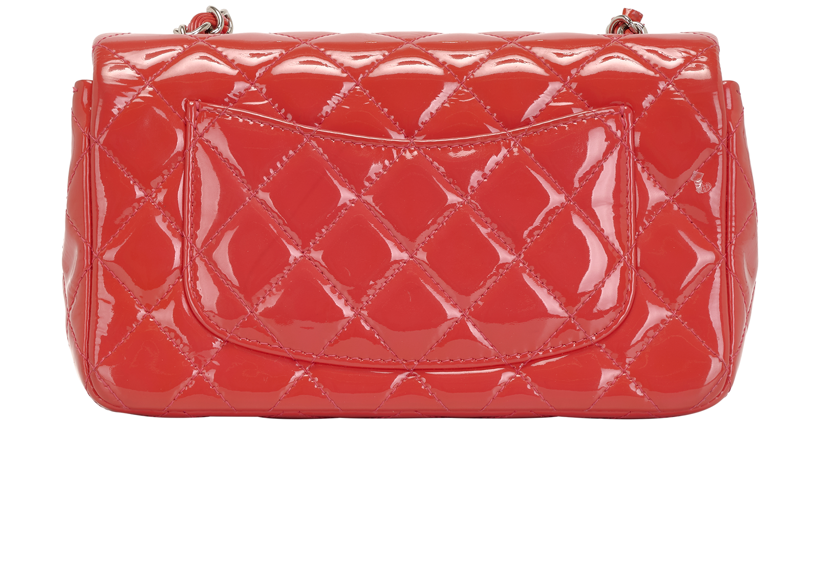 Mini Rectangular Flap, &pound;3,400, Handbags, Red, Patent Leather, Back view